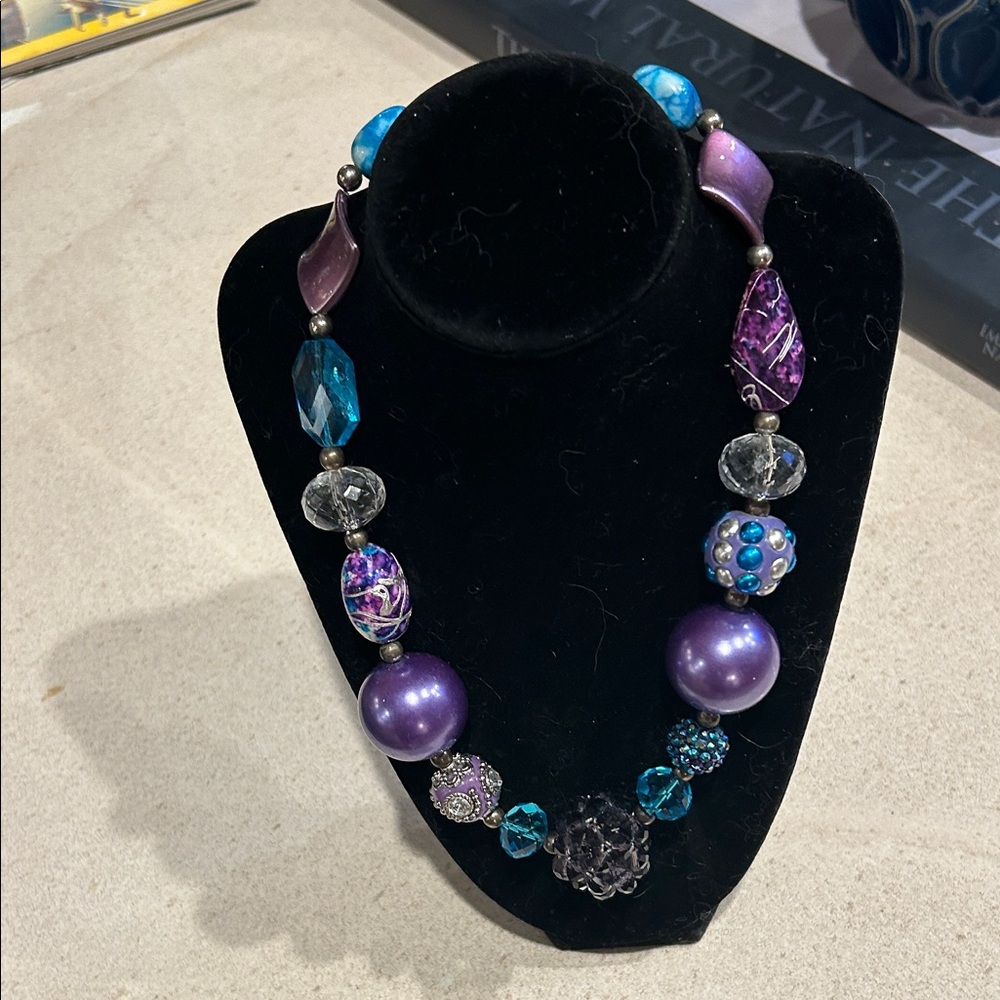 Vibrant Multicolor Chunky Boho Beaded Festival Necklace, Whimsigoth
